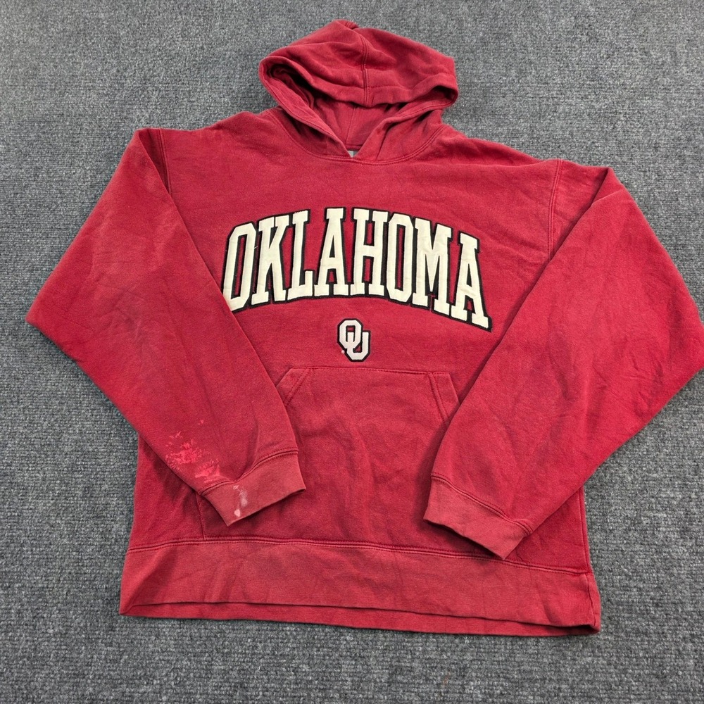 Vintage‎ Oklahoma Sooners Hoodie Small Red Embroidered Spellout J. America Y2K